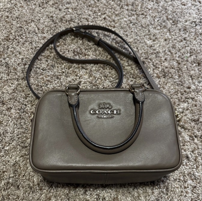 Coach Satchel Bag Small Crossbody CT776 Dark Stone Leather Handbag - Image 1