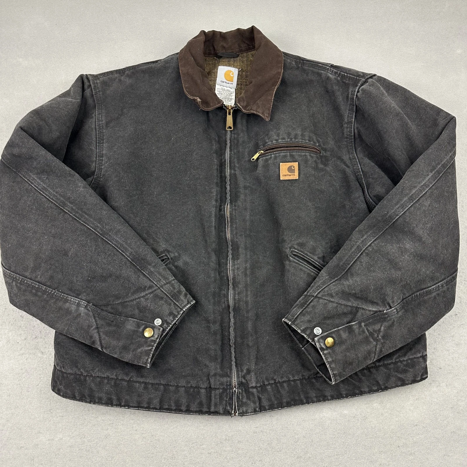 Vintage Carhartt Detroit Jacket Men XL Black Blanket Lined Workwear J97BLK 90s - Image 1